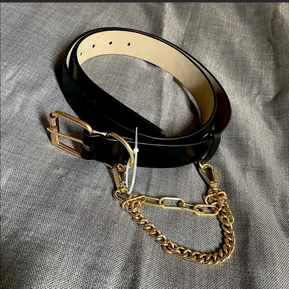⛄️🎄 *NEW* Steve Madden Black Belt W/ Gold Chain (XL)